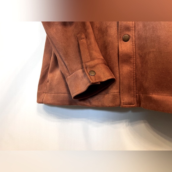 Frye Men’s Faux Suede Relaxed Fit Shirt Jacket Shacket – Brown Tan (Size M) - Picture 6 of 9